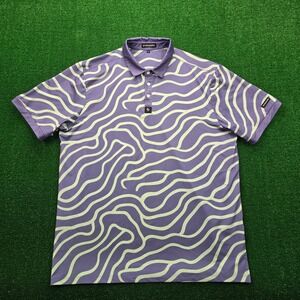 BYRDGANG Golf Polo Shirt Mens XL Groovin Mint Purple Performance Abstract AOP